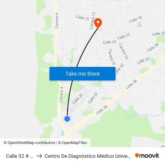 Calle 32 # 4c-1 A 4c-99 to Centro De Diagnóstico Médico Universidad De Sucre Sede Puerta Blanca map