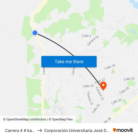 Carrera 4 # 6a-1 A 6a-99 to Corporación Universitaria José De Sucre - Corposucre map