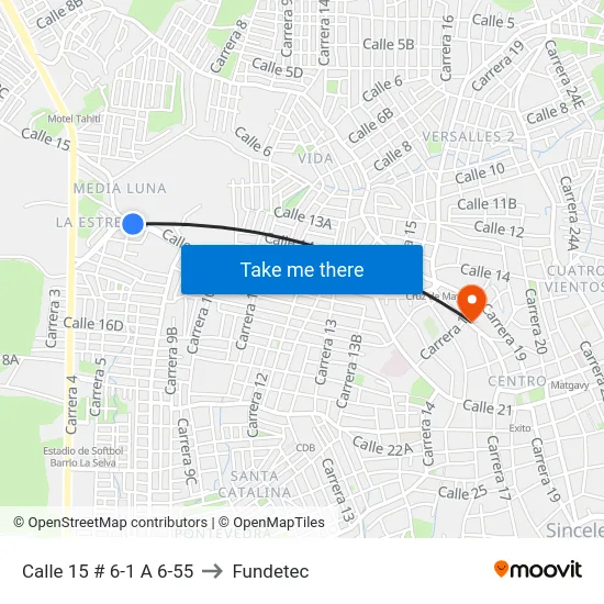 Calle 15 # 6-1 A 6-55 to Fundetec map