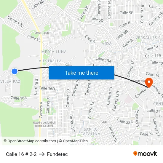 Calle 16 # 2-2 to Fundetec map