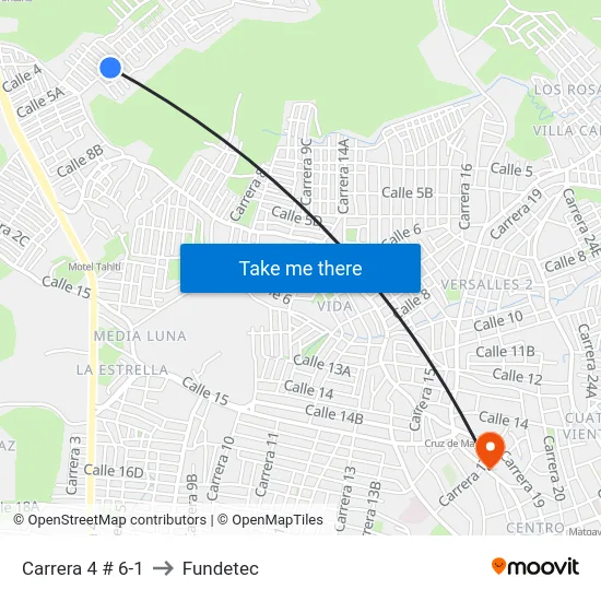 Carrera 4 # 6-1 to Fundetec map