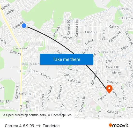 Carrera 4 # 9-99 to Fundetec map