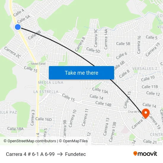Carrera 4 # 6-1 A 6-99 to Fundetec map