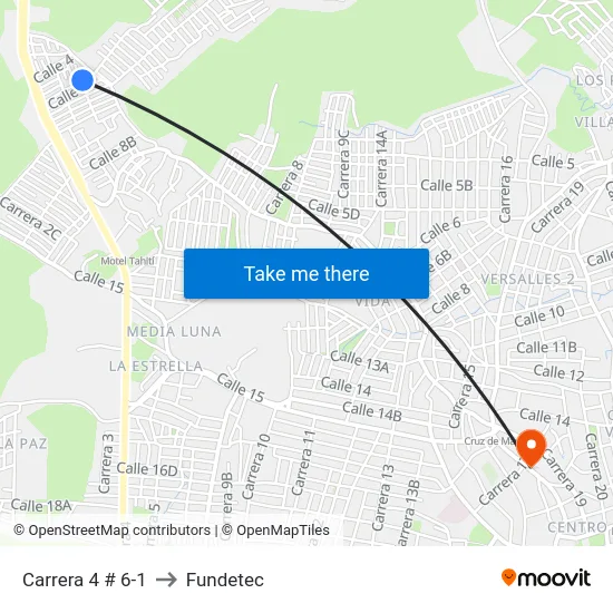 Carrera 4 # 6-1 to Fundetec map