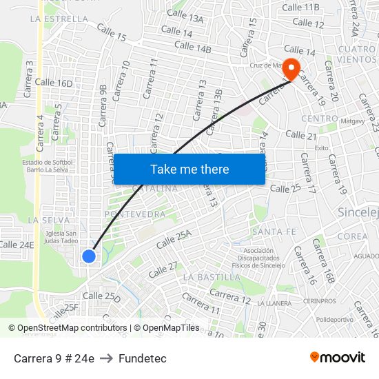 Carrera 9 # 24e to Fundetec map