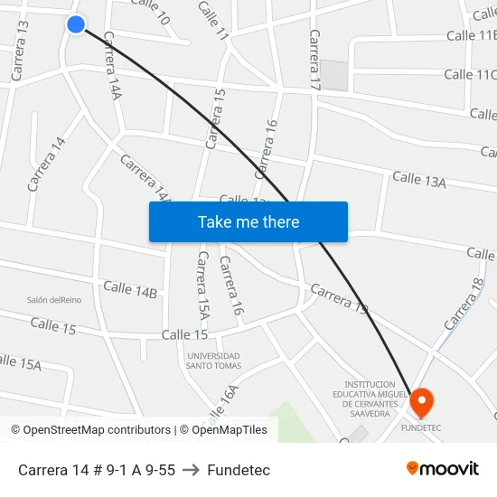 Carrera 14 # 9-1 A 9-55 to Fundetec map