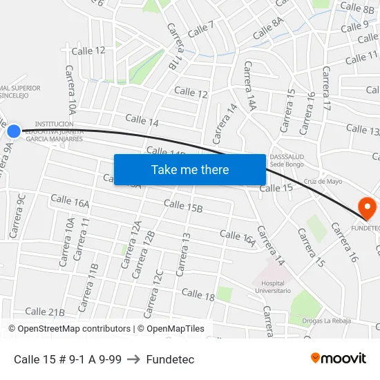 Calle 15 # 9-1 A 9-99 to Fundetec map