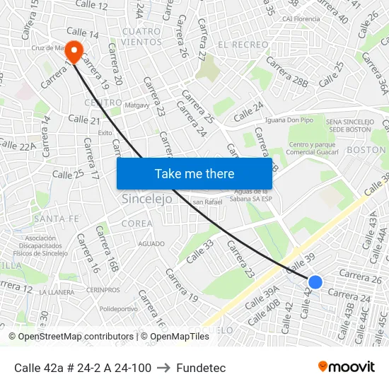 Calle 42a # 24-2 A 24-100 to Fundetec map