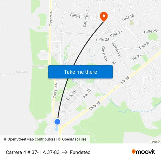 Carrera 4 # 37-1 A 37-83 to Fundetec map