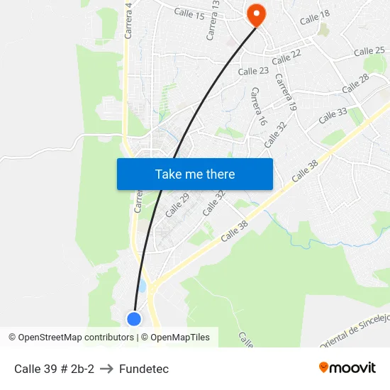 Calle 39 # 2b-2 to Fundetec map