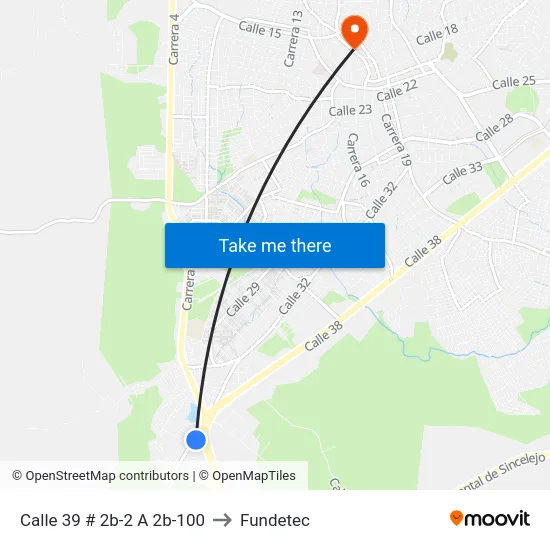 Calle 39 # 2b-2 A 2b-100 to Fundetec map