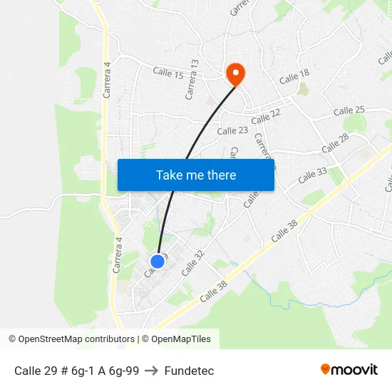 Calle 29 # 6g-1 A 6g-99 to Fundetec map