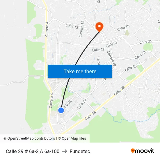 Calle 29 # 6a-2 A 6a-100 to Fundetec map