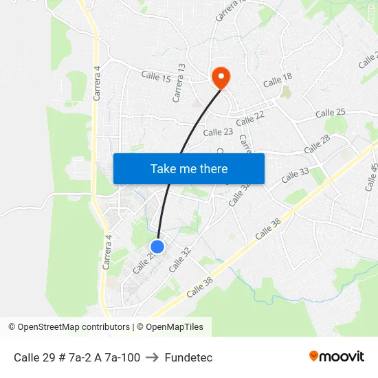 Calle 29 # 7a-2 A 7a-100 to Fundetec map