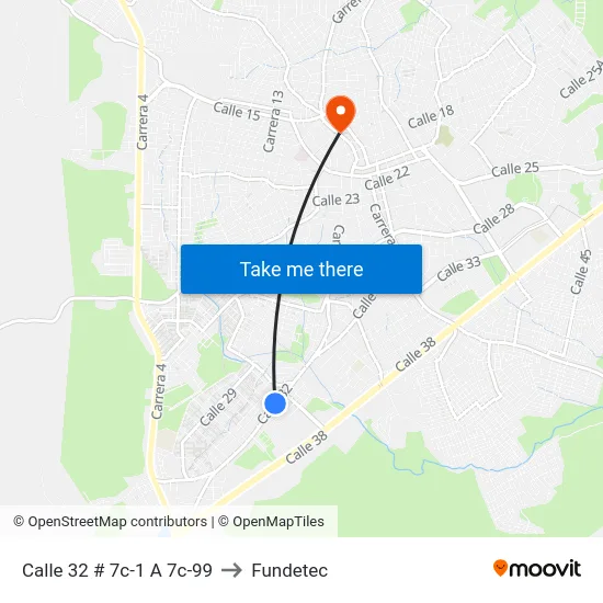 Calle 32 # 7c-1 A 7c-99 to Fundetec map