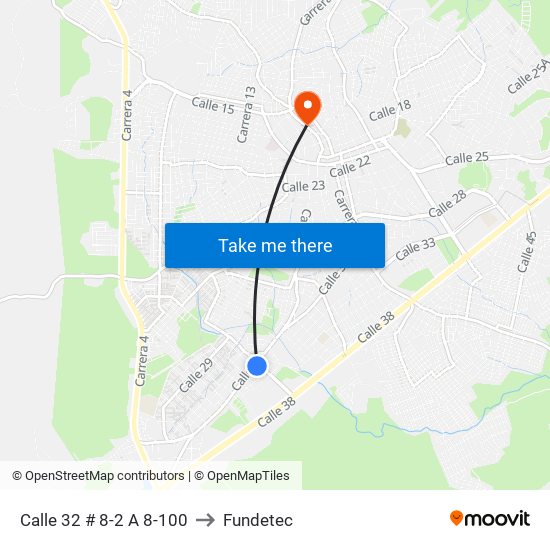 Calle 32 # 8-2 A 8-100 to Fundetec map