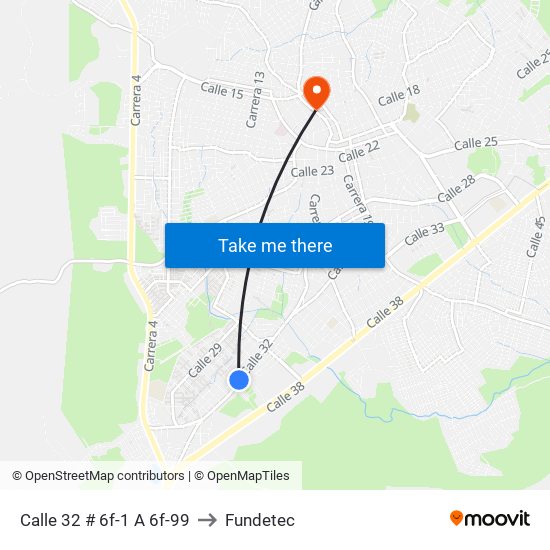 Calle 32 # 6f-1 A 6f-99 to Fundetec map