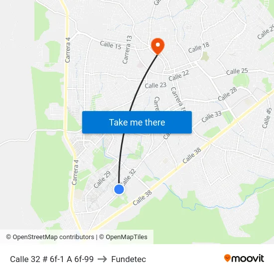 Calle 32 # 6f-1 A 6f-99 to Fundetec map