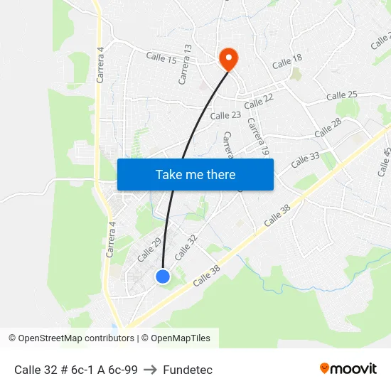 Calle 32 # 6c-1 A 6c-99 to Fundetec map