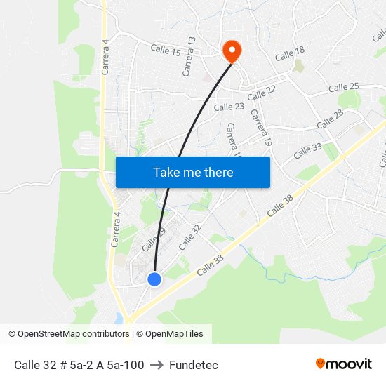 Calle 32 # 5a-2 A 5a-100 to Fundetec map