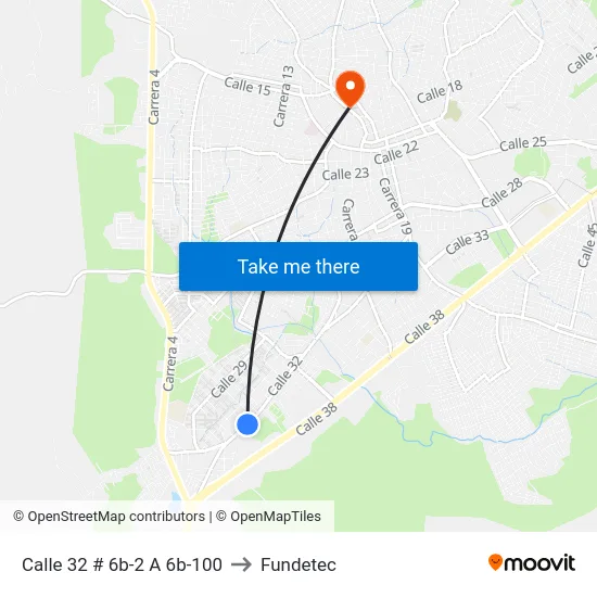 Calle 32 # 6b-2 A 6b-100 to Fundetec map