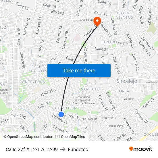 Calle 27f # 12-1 A 12-99 to Fundetec map