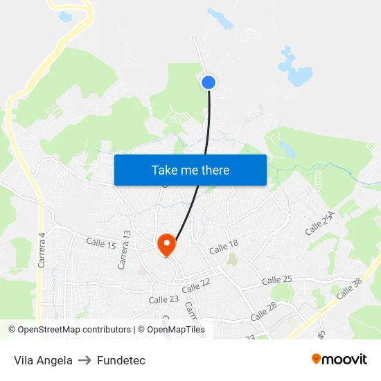 Vila Angela to Fundetec map