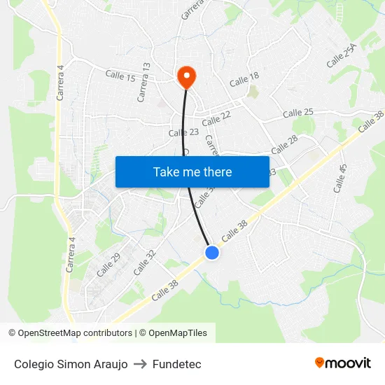 Colegio Simon Araujo to Fundetec map