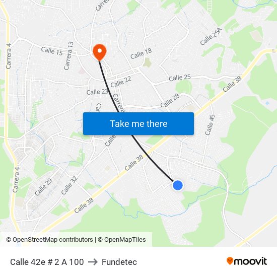 Calle 42e # 2 A 100 to Fundetec map