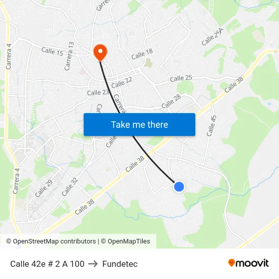 Calle 42e # 2 A 100 to Fundetec map