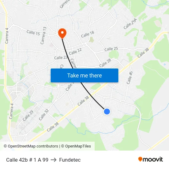 Calle 42b # 1 A 99 to Fundetec map