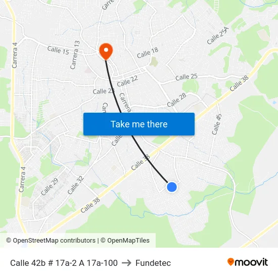 Calle 42b # 17a-2 A 17a-100 to Fundetec map