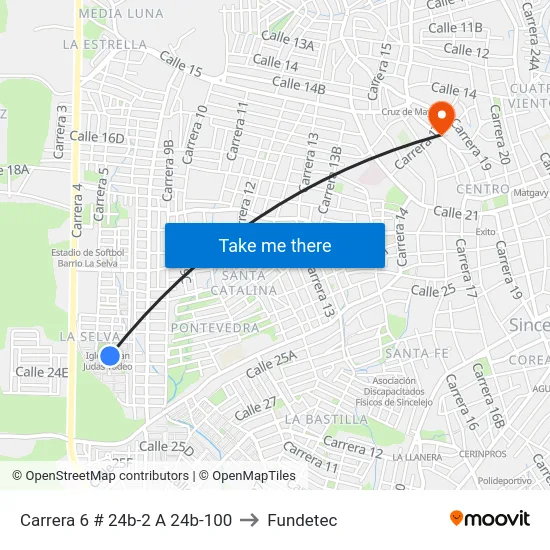 Carrera 6 # 24b-2 A 24b-100 to Fundetec map
