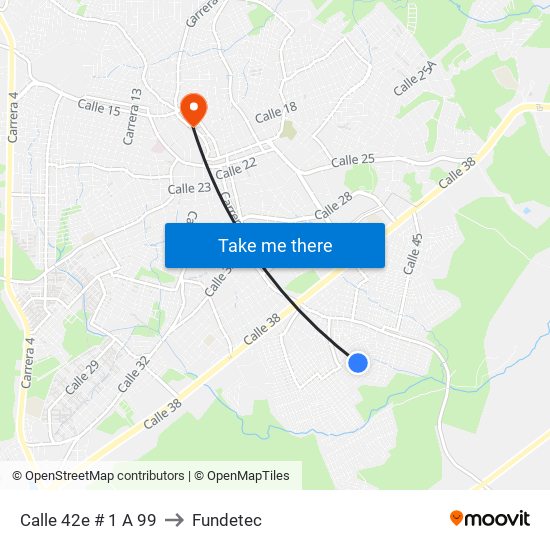 Calle 42e # 1 A 99 to Fundetec map