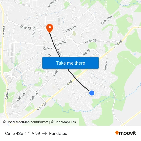 Calle 42e # 1 A 99 to Fundetec map