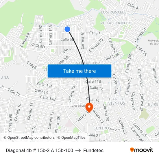 Diagonal 4b # 15b-2 A 15b-100 to Fundetec map