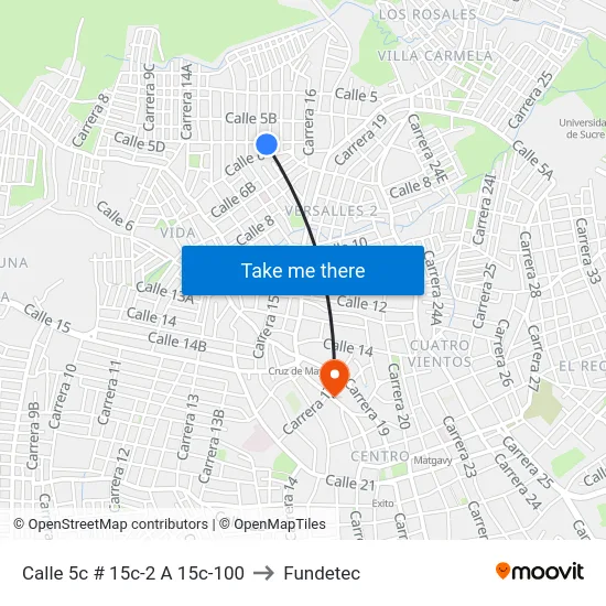 Calle 5c # 15c-2 A 15c-100 to Fundetec map