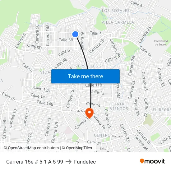 Carrera 15e # 5-1 A 5-99 to Fundetec map