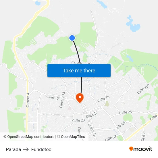 Parada to Fundetec map