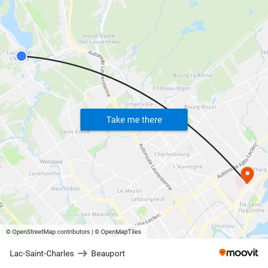 Lac-Saint-Charles to Beauport map