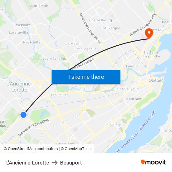 L'Ancienne-Lorette to Beauport map