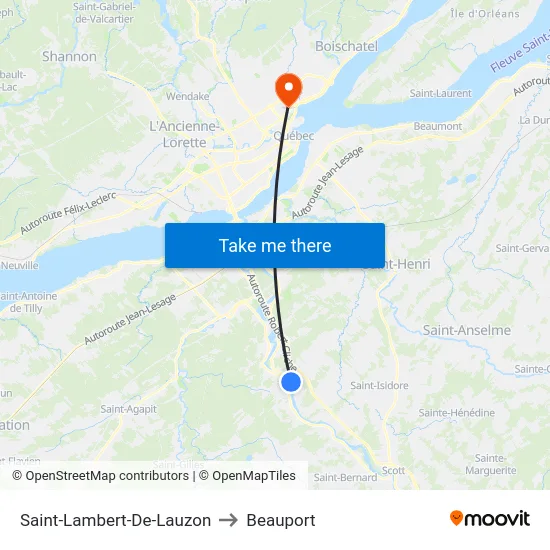 Saint-Lambert-De-Lauzon to Beauport map