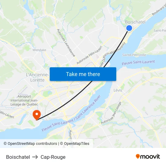 Boischatel to Cap-Rouge map