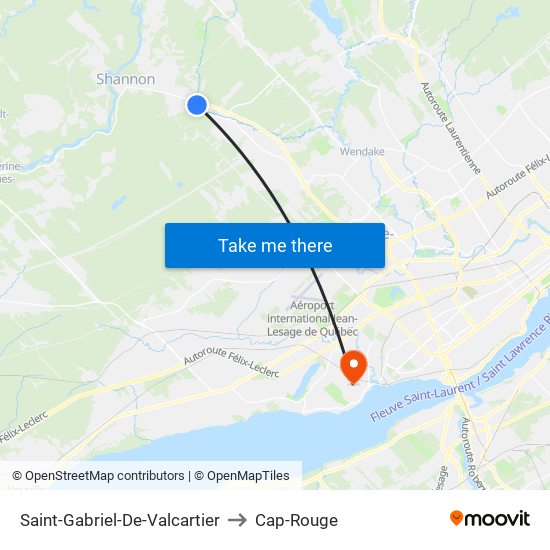 Saint-Gabriel-De-Valcartier to Cap-Rouge map