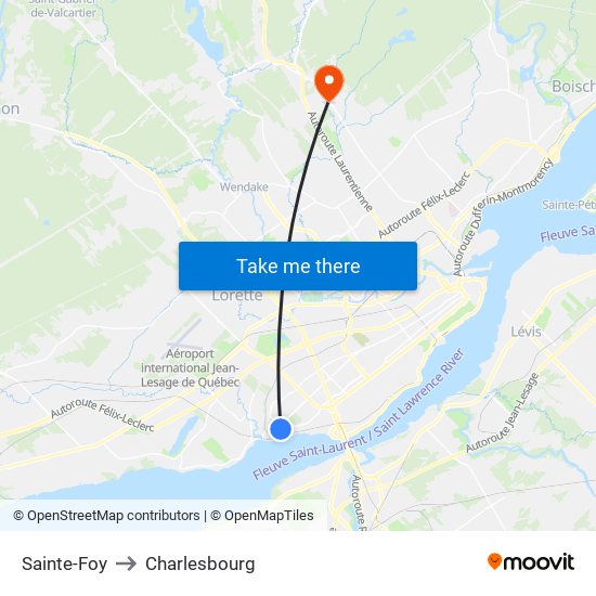 Sainte-Foy to Charlesbourg map