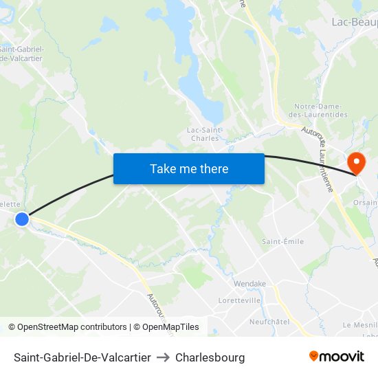 Saint-Gabriel-De-Valcartier to Charlesbourg map