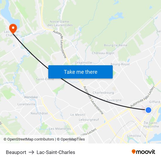 Beauport to Lac-Saint-Charles map