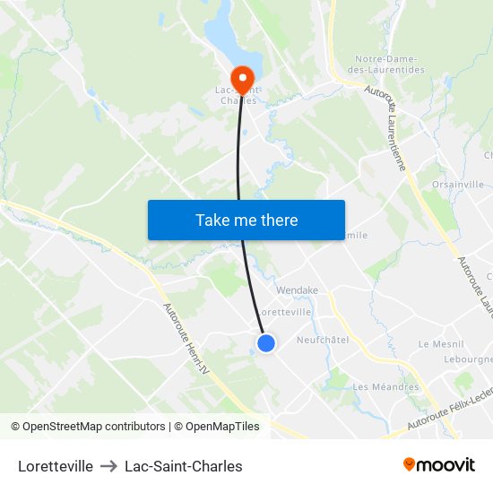 Loretteville to Lac-Saint-Charles map