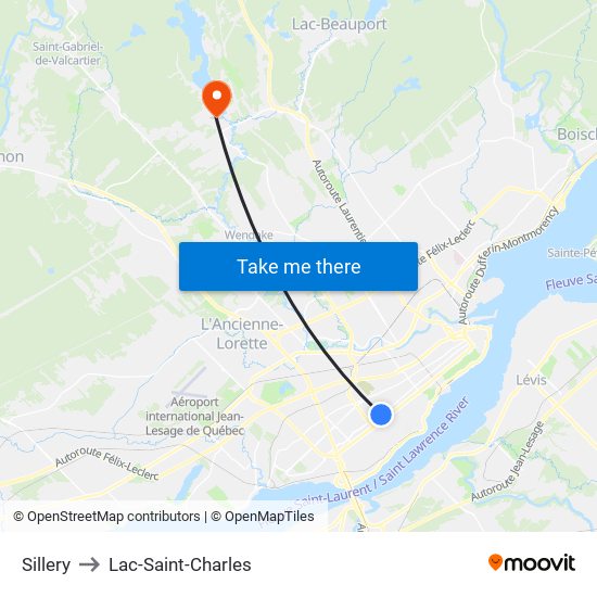 Sillery to Lac-Saint-Charles map