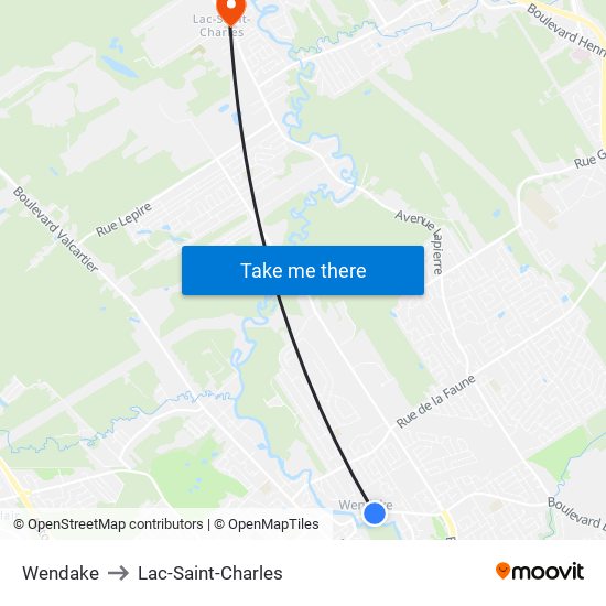 Wendake to Lac-Saint-Charles map